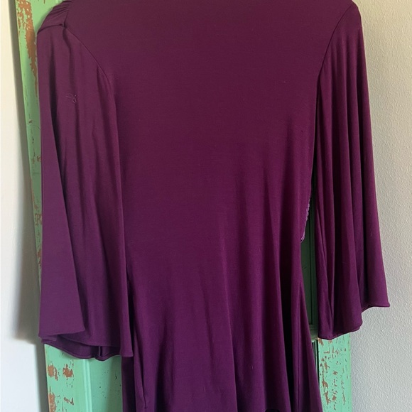 New Beautiful Sky plum Purple Blouse with Belted Waist - Picture 5 of 8